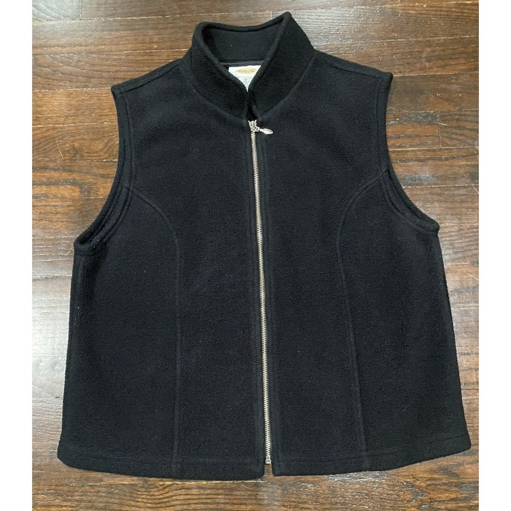 Talbots  Black Women's Fleece Full Zip Vest Size M USA Made